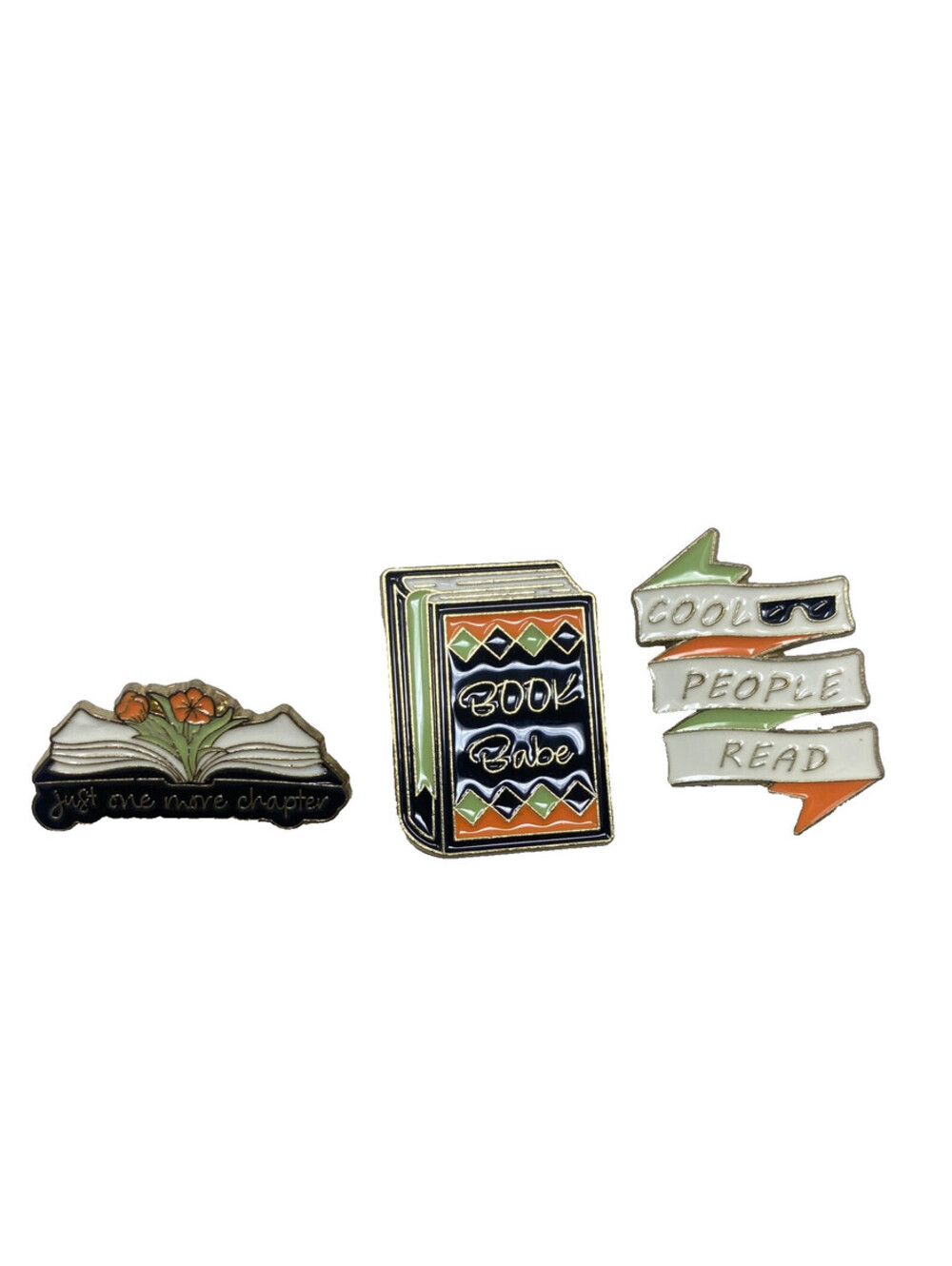 Cool People Read, Book Babe, Just One More Chapter Enamel Pins Jewelry 3 pc